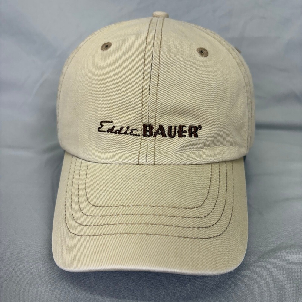 Eddie Bauer Baseball Cap Outdoor Men OS Tan Embroidered Logo Adjustable Hat